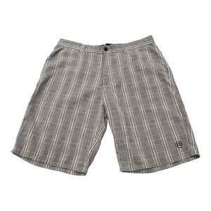 Travis Mathew Mens Shorts 36‎ Gray Plaid Golf Chino Flat Front EUC